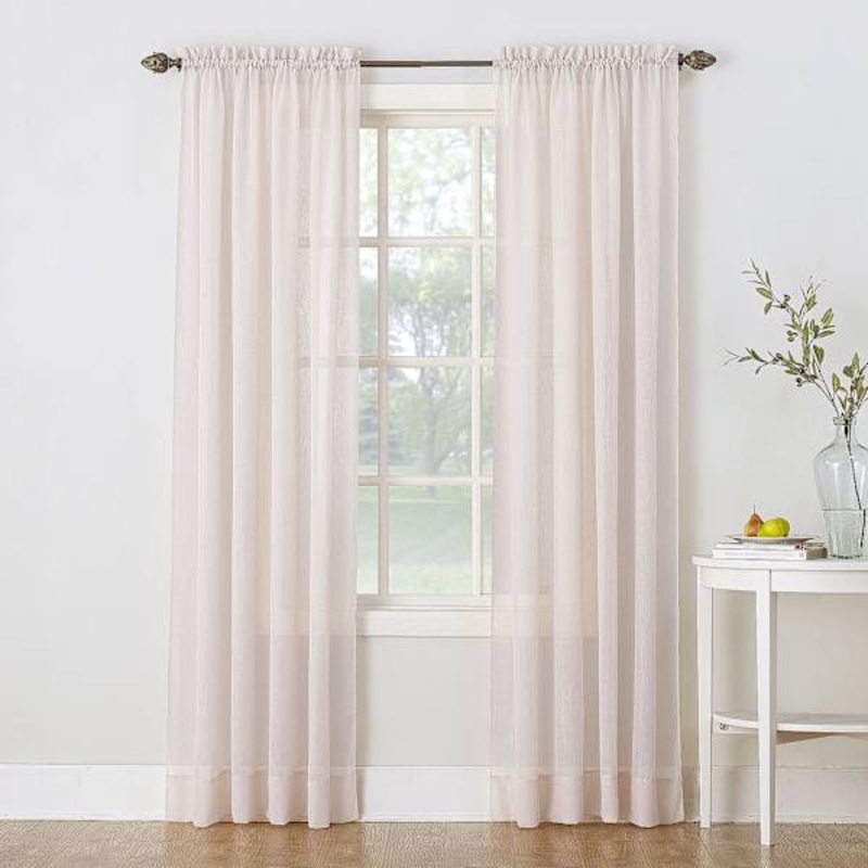 Erica Whisper Crushed Rod Pocket Sheer Voile Curtain Panel, 84″