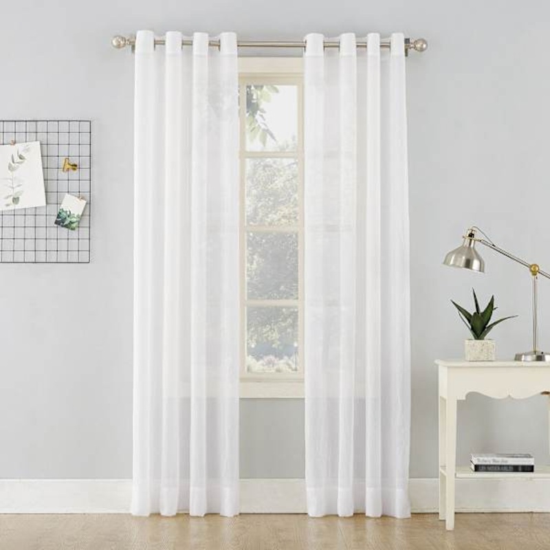 Erica White Crushed Grommet Sheer Voile Curtain Panel, 95″