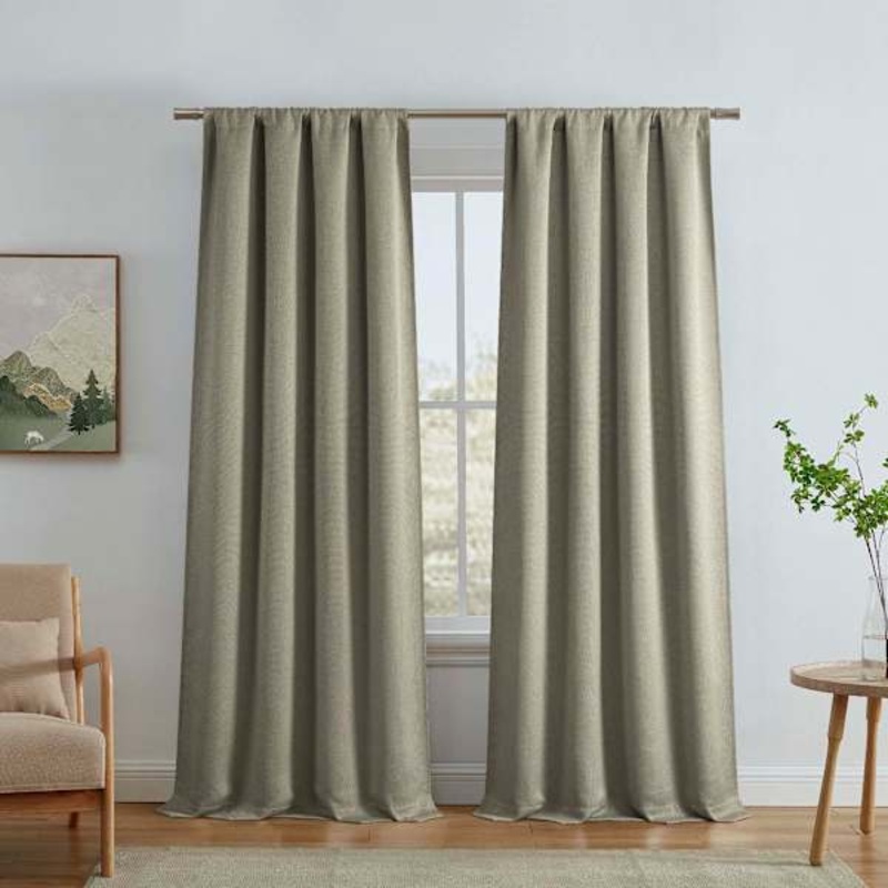 Faye Beige Thermal Weave Room Darkening Curtain Panel, 84″