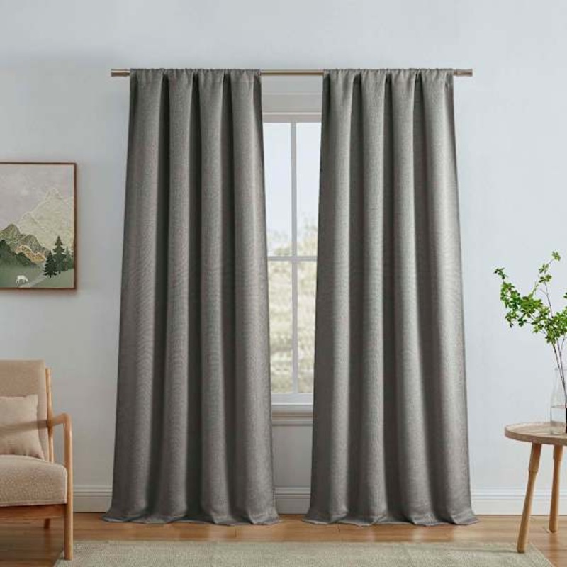 Faye Grey Thermal Weave Room Darkening Curtain Panel, 84″