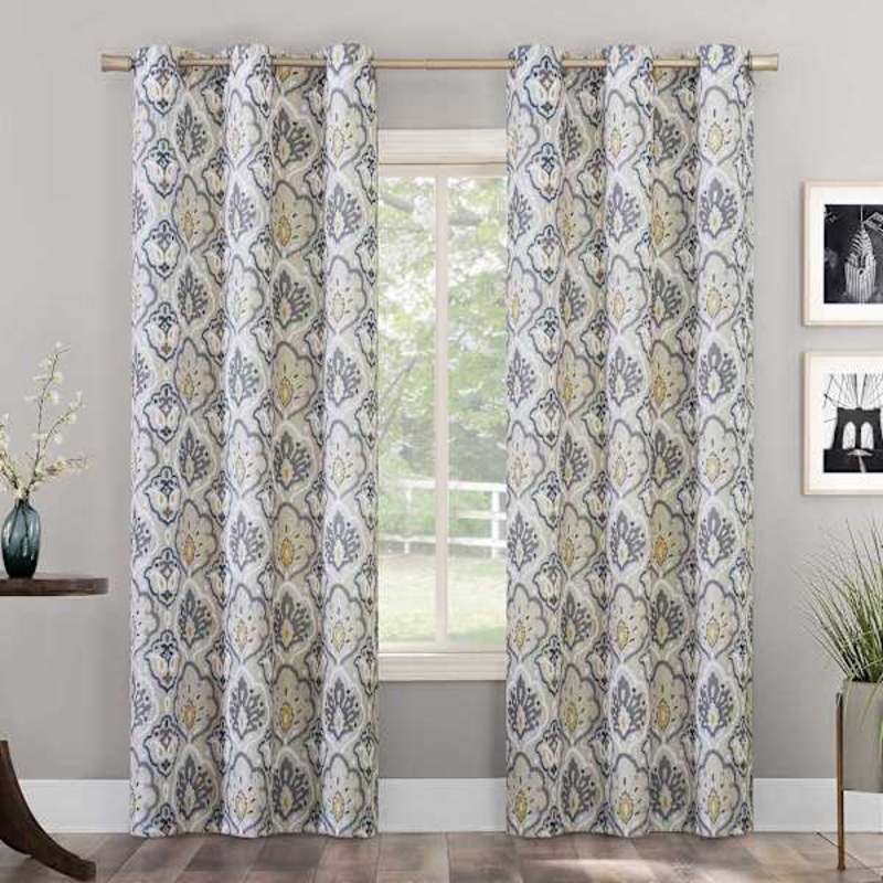 Ferrara Grey Grommet Light Filtering Curtain Panel, 84″