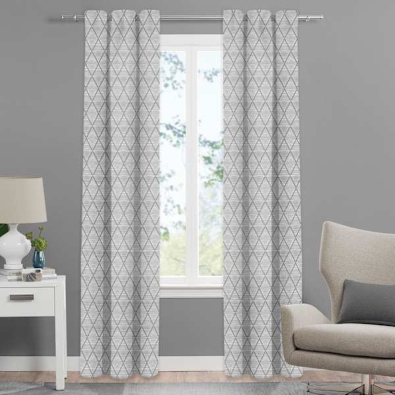Grey Diamond Light Filtering Curtain Panel, 84″
