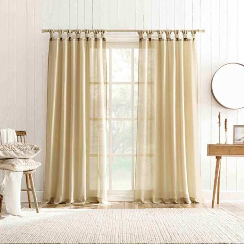 Harrison Gold Sheer Tab Loop Single Curtain Panel, 84″
