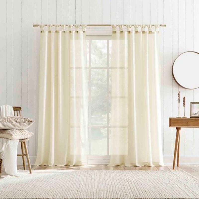 Harrison Ivory Sheer Tab Loop Curtain Panel, 84″