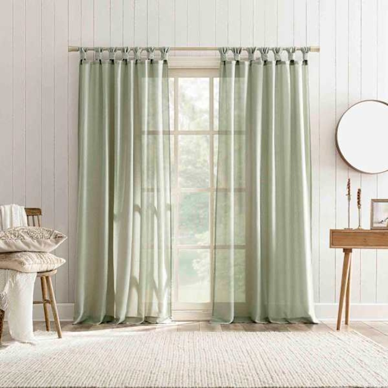 Harrison Sage Sheer Tab Loop Curtain Panel, 84″