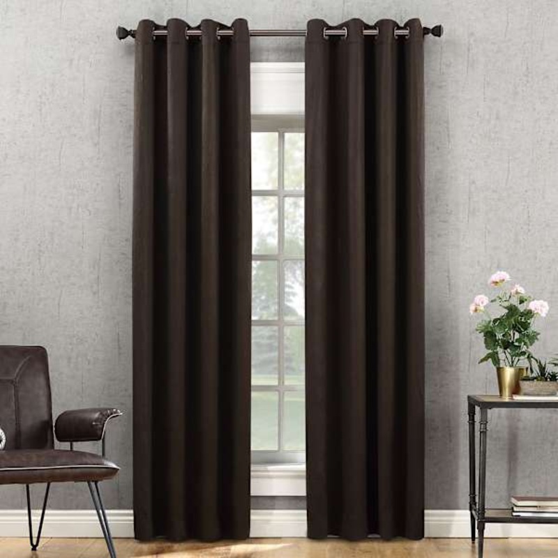 Huntington Chocolate Room Darkening Grommet Curtain Panel, 84″