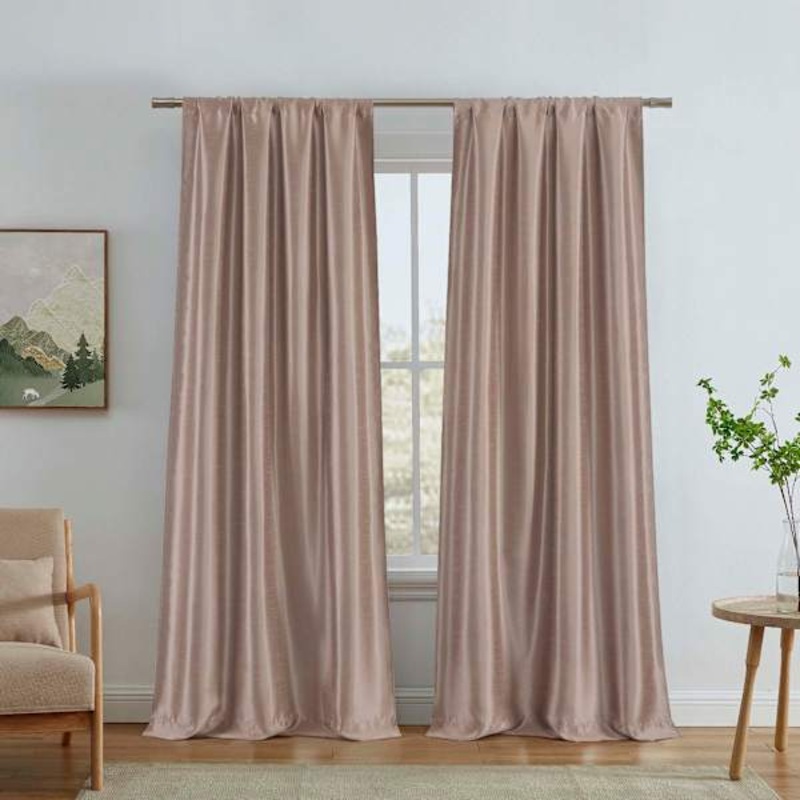 Jordana Blush Thermal Weave Room Darkening Curtain Panel, 84″