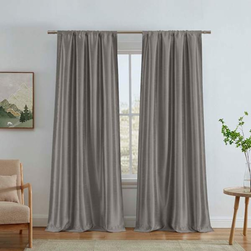 Jordana Light Grey Thermal Weave Room Darkening Curtain Panel, 84″