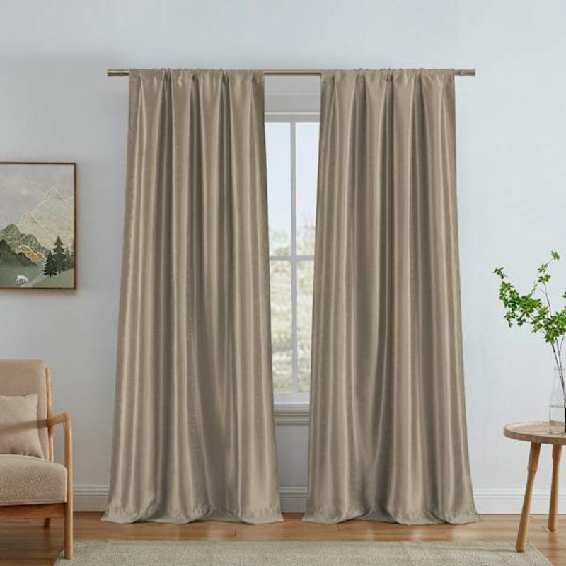 Jordana Taupe Thermal Weave Room Darkening Curtain Panel, 84″