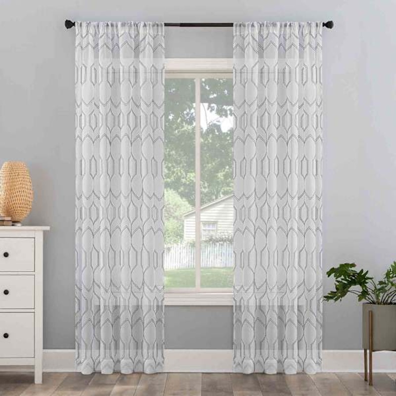 Kailey Grey Sheer Curtain Panel, 84″