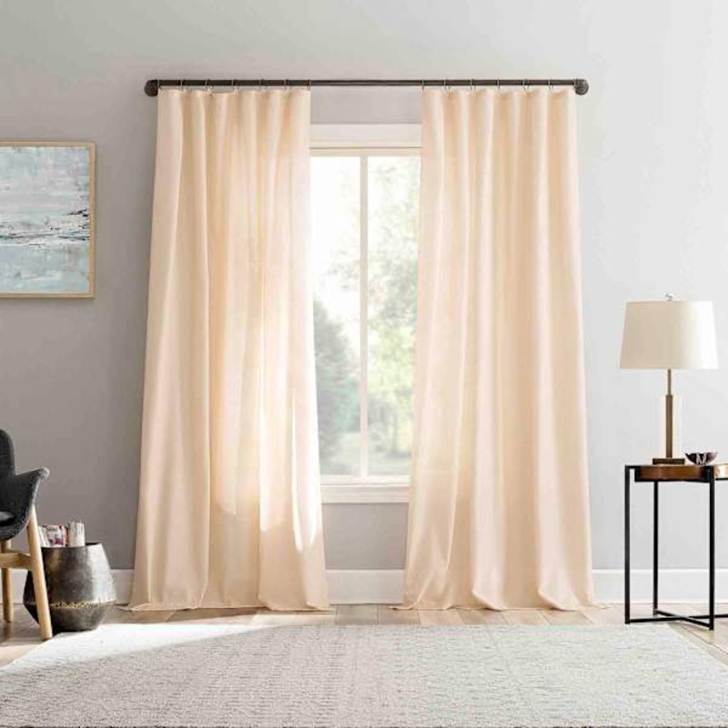 Lathan Apricot Sheer Ring Top Single Curtain Panel, 84″