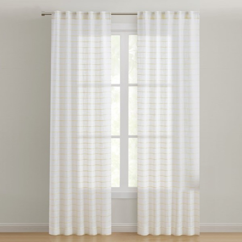 Madeline Black & White Striped Light Filtering Back Tab Curtain Panel, 84″