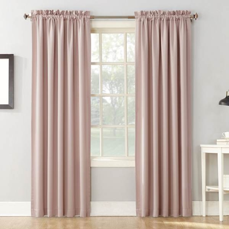 Madison Blush Pole Top Room Darkening Curtain Panel, 84″
