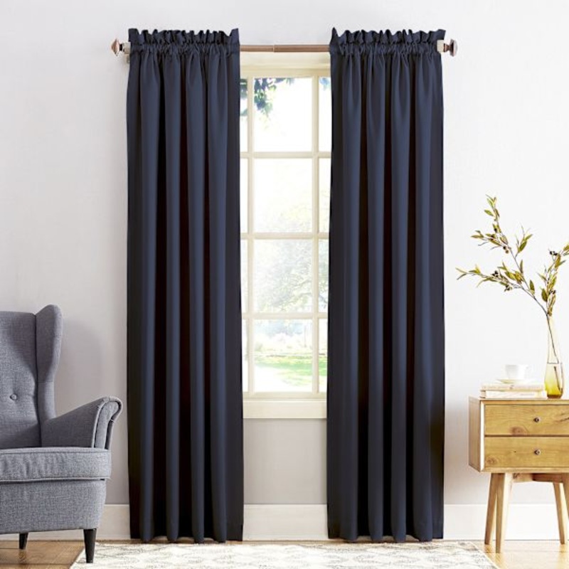 Madison Navy Pole Top Room Darkening Curtain Panel, 84″