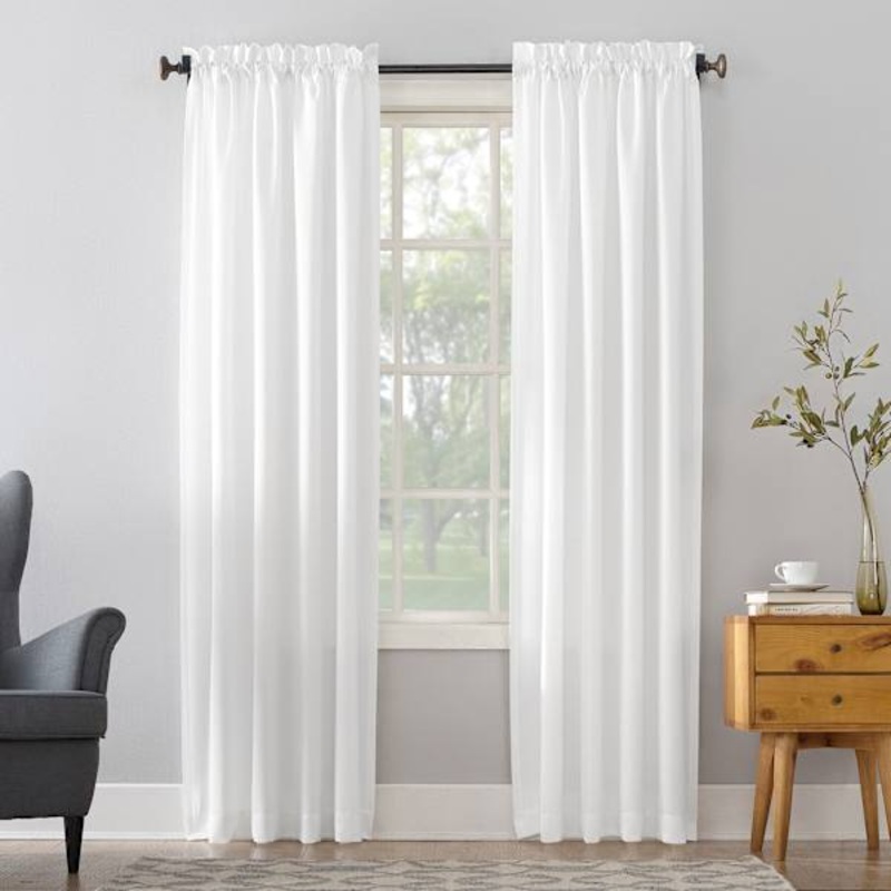 Madison White Pole Top Room Darkening Curtain Panel, 63″