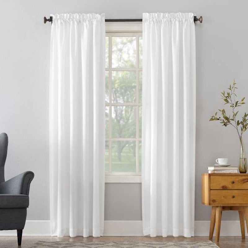 Madison White Pole Top Room Darkening Curtain Panel, 84″