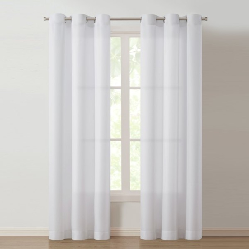 Mayfield White Casual Light Filtering Grommet Curtain Panel, 84″