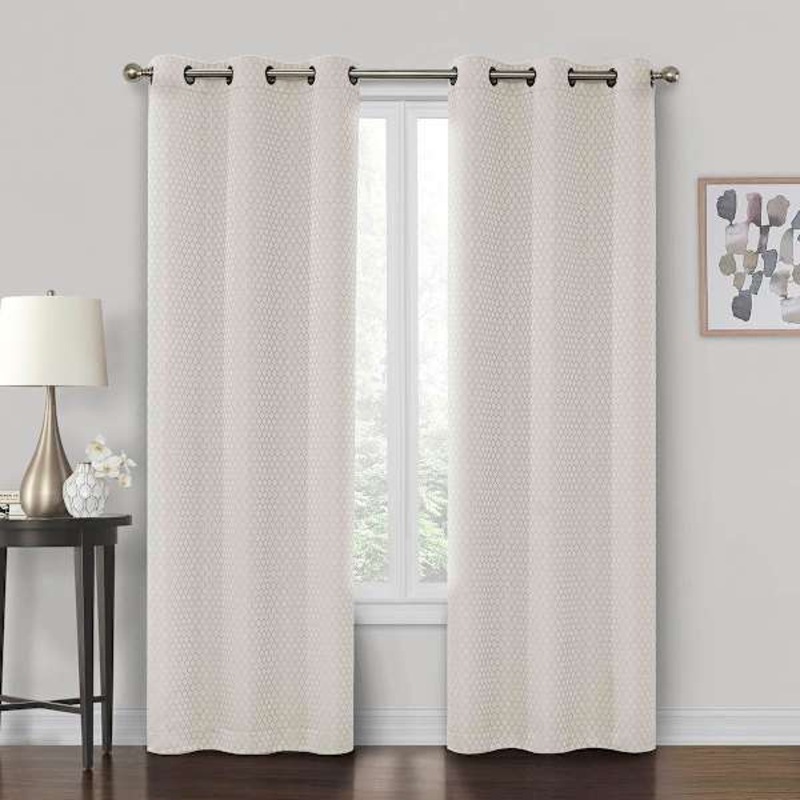 Natural Shrink Yarn Light Filtering Grommet Curtain Panel, 63″
