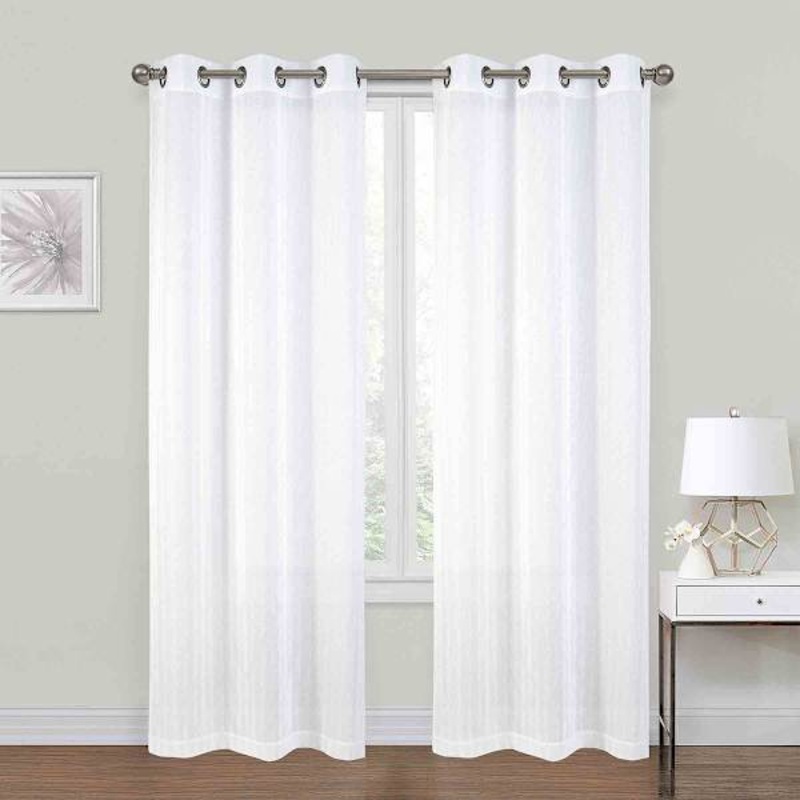 Nora White Sheer Grommet Curtain Panel, 84″