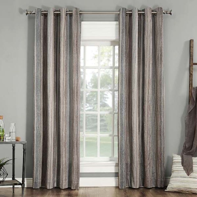 Stone Striped Room Darkening Grommet Curtain Panel, 84″
