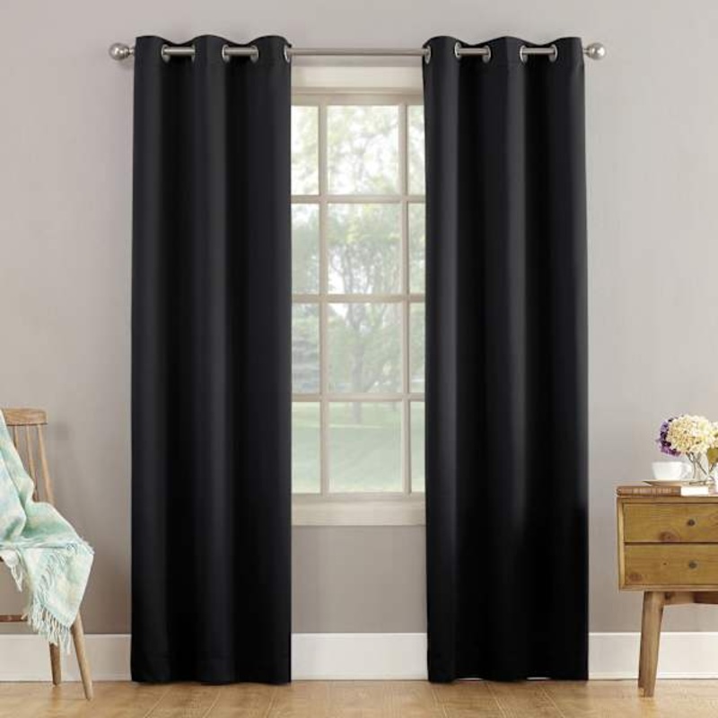 Talita Black Room Darkening Grommet Curtain Panel, 63″