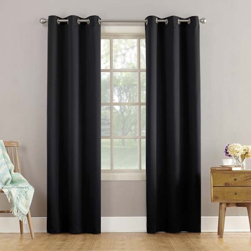 Talita Black Room Darkening Grommet Curtain Panel, 84″