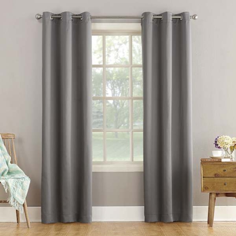 Talita Grey Room Darkening Grommet Curtain Panel, 63″