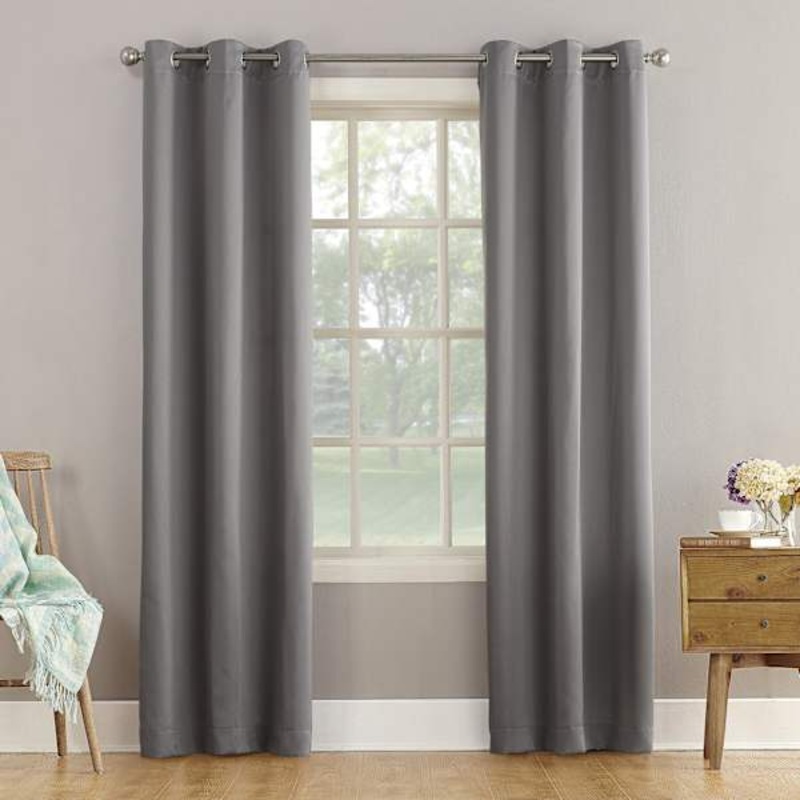 Talita Grey Room Darkening Grommet Curtain Panel, 84″