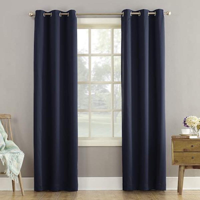Talita Navy Room Darkening Grommet Curtain Panel, 63″