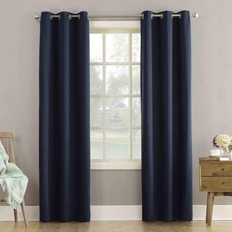 Talita Navy Room Darkening Grommet Curtain Panel, 84″