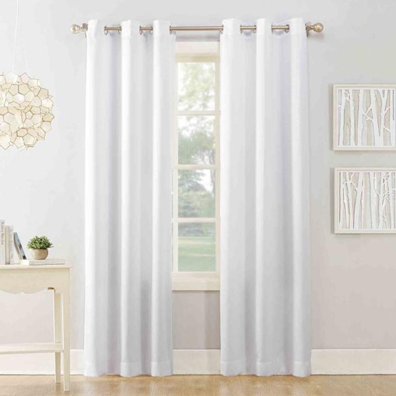 Talita White Room Darkening Grommet Curtain Panel, 63″