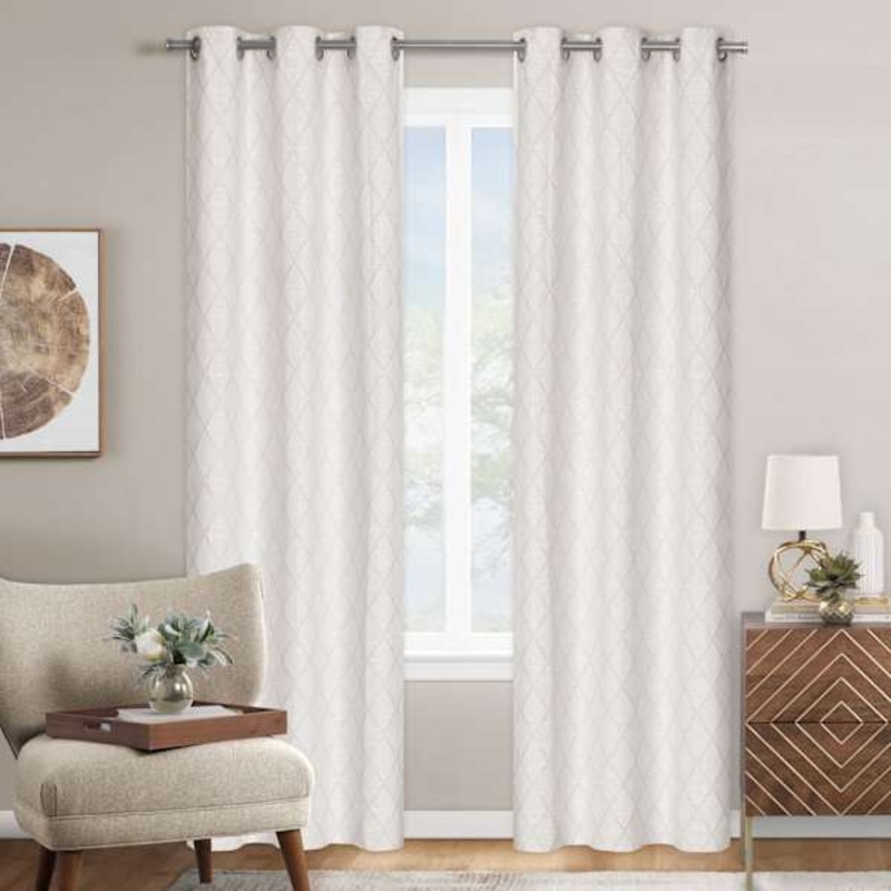 Tan Diamond Light Filtering Curtain Panel, 84″