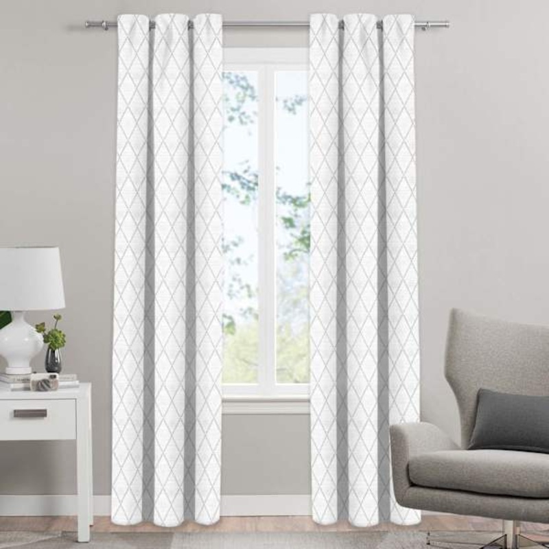 White Diamond Light Filtering Curtain Panel, 84″