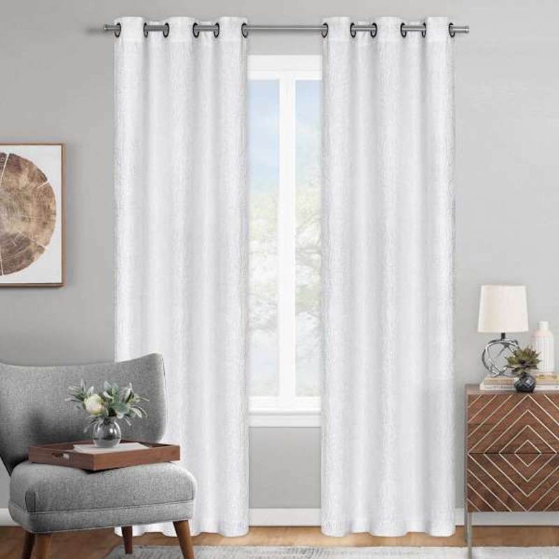 White Ivy Leaf Light Filtering Curtain Panel, 84″