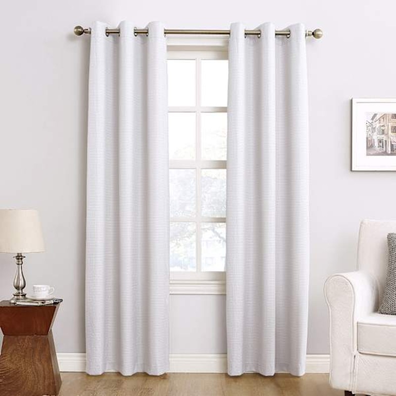 White Thermal Room Darkening Grommet Curtain Panel, 84″