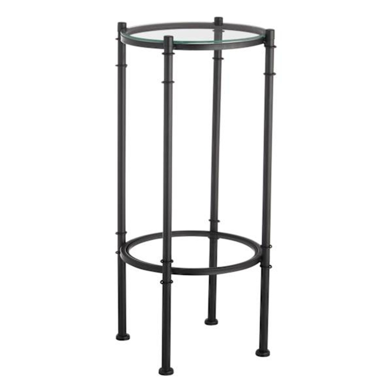 2-Tier Tempered Glass Top with Metal Black Frame Accent Table
