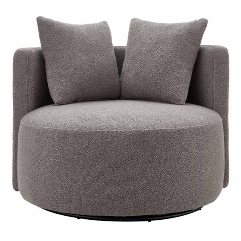 Ashton Oversized Swivel Chair, Grey