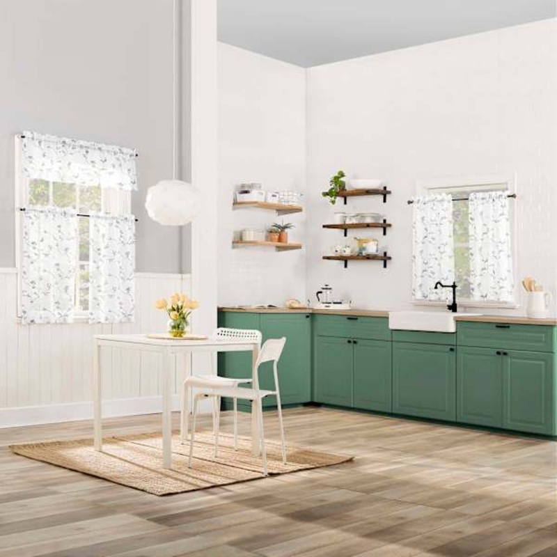 Bethel White & Grey Small Curtain Valance, 54″