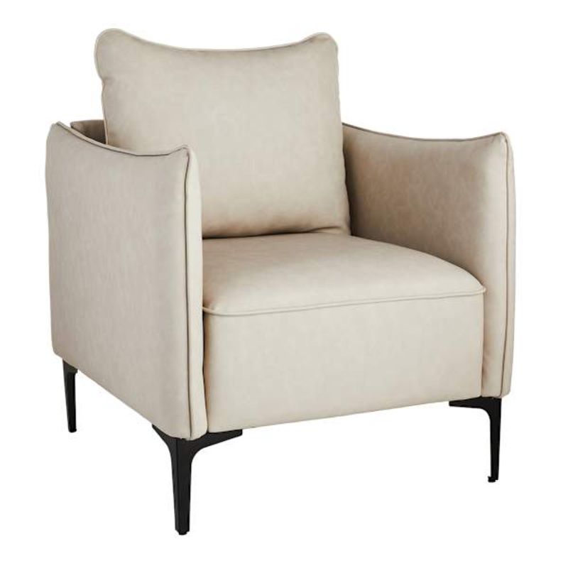 Crosby St. Ryan Faux Leather Accent Chair, Grey Leather