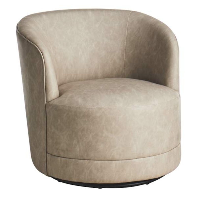 Crosby St. Sawyer Swivel Faux Leather Accent Chair, Grey
