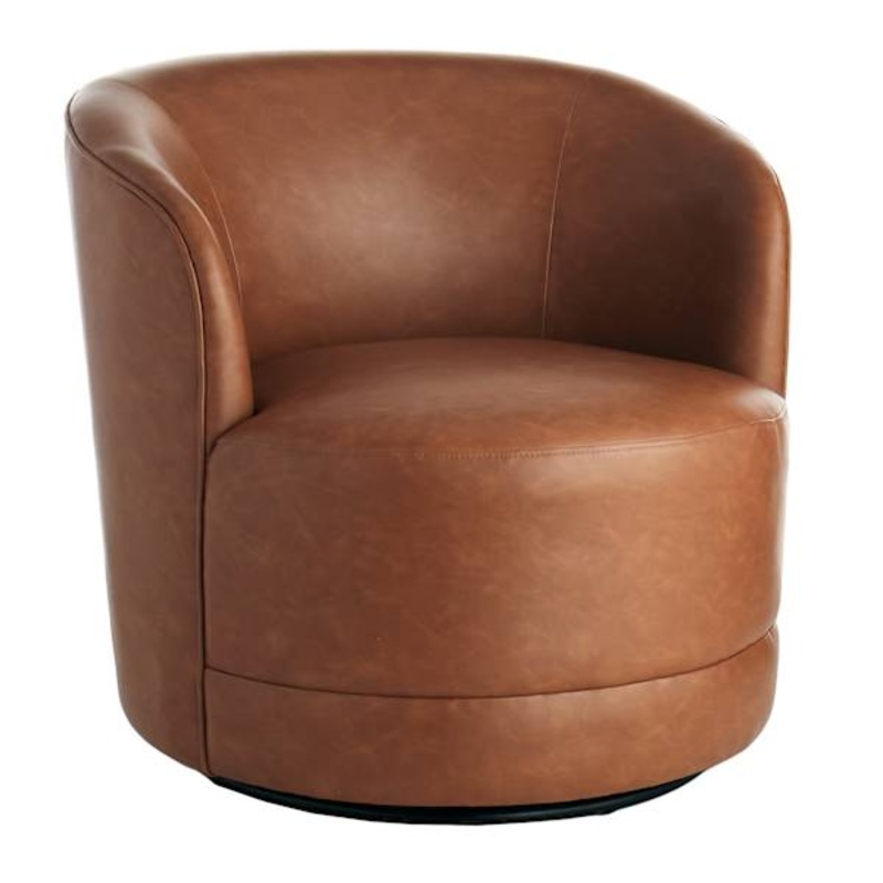 Crosby St. Sawyer Swivel Faux Leather Chair, Cognac