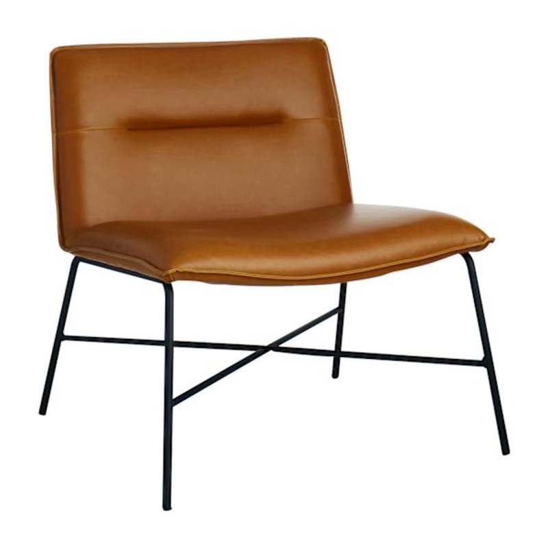 Crosby St. Zoey Faux Leather Accent Chair, Camel