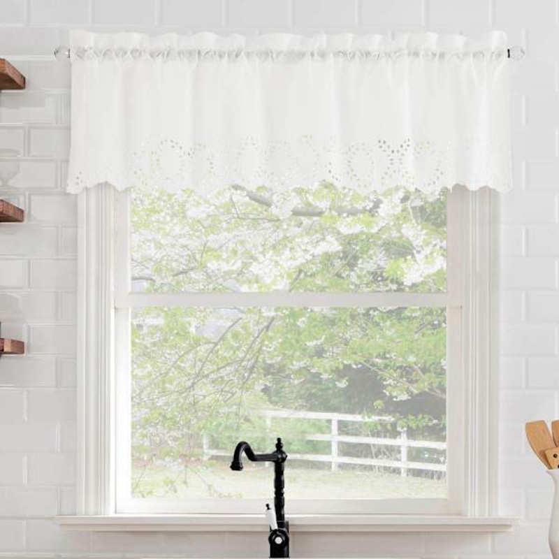 Hilda White Small Window Valance, 54×36