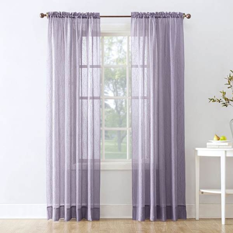 Lavender Sheer Crushed Voile Rod Pocket Curtain Panel, 84″