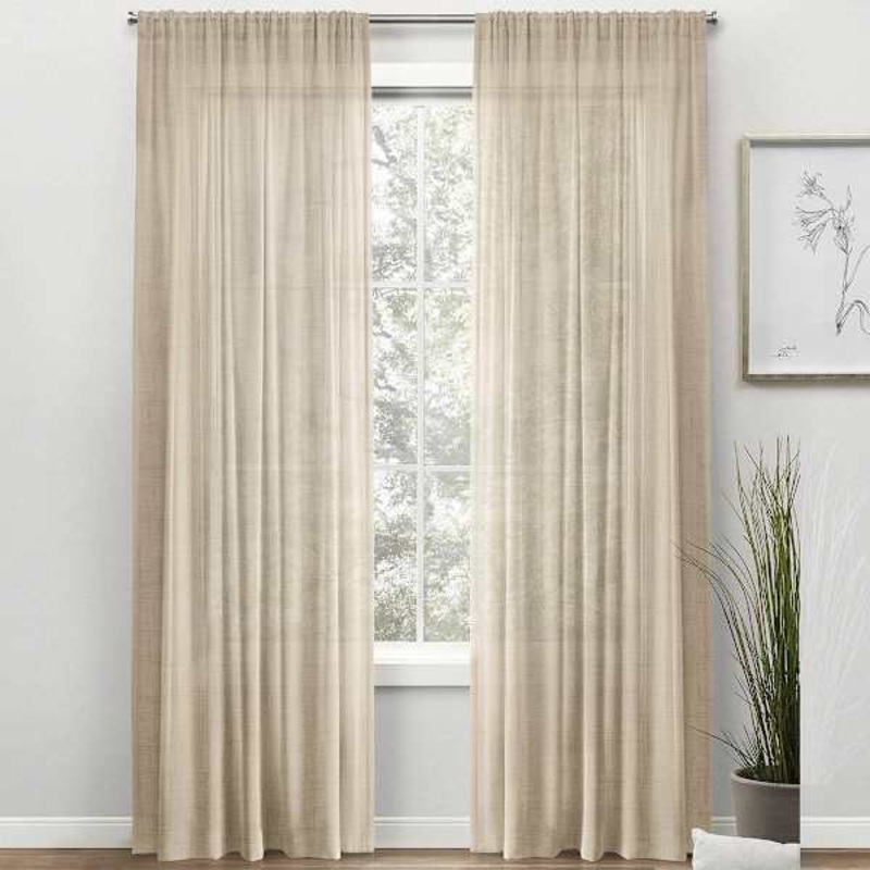 Legacy Natural Sheer Curtain Panel, 84″