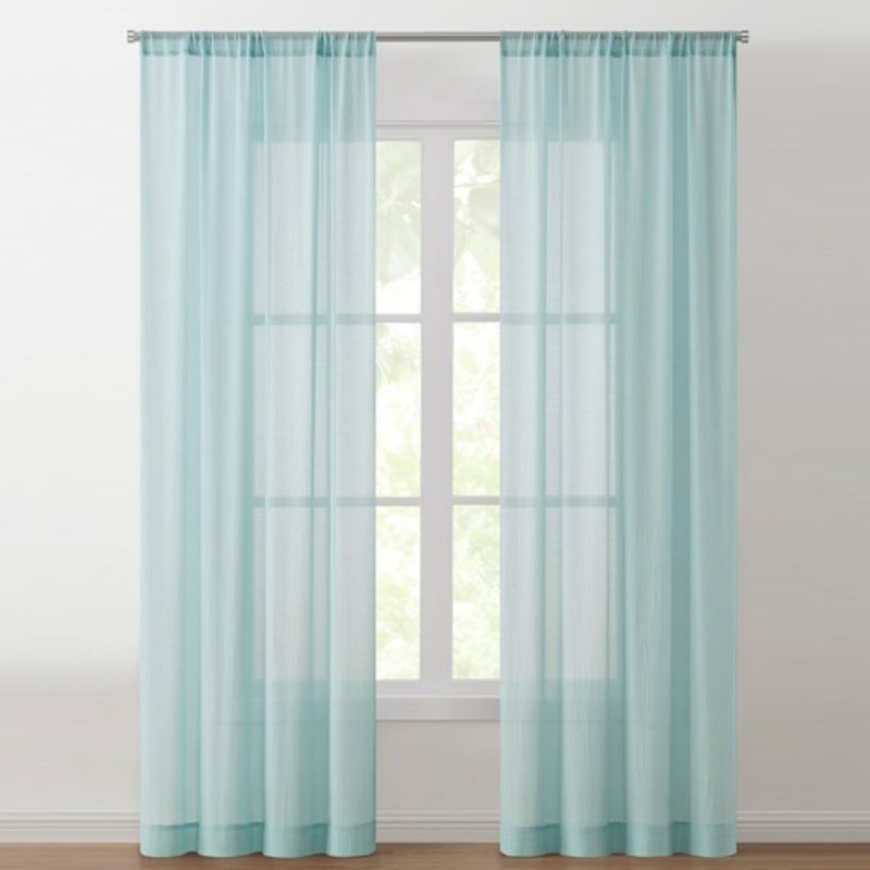 Lyra Aqua Sheer Rod Pocket Curtain Panel, 84″