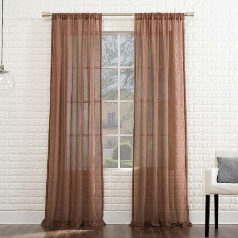 Lyra Cedar Sheer Rod Pocket Curtain Panel, 84″