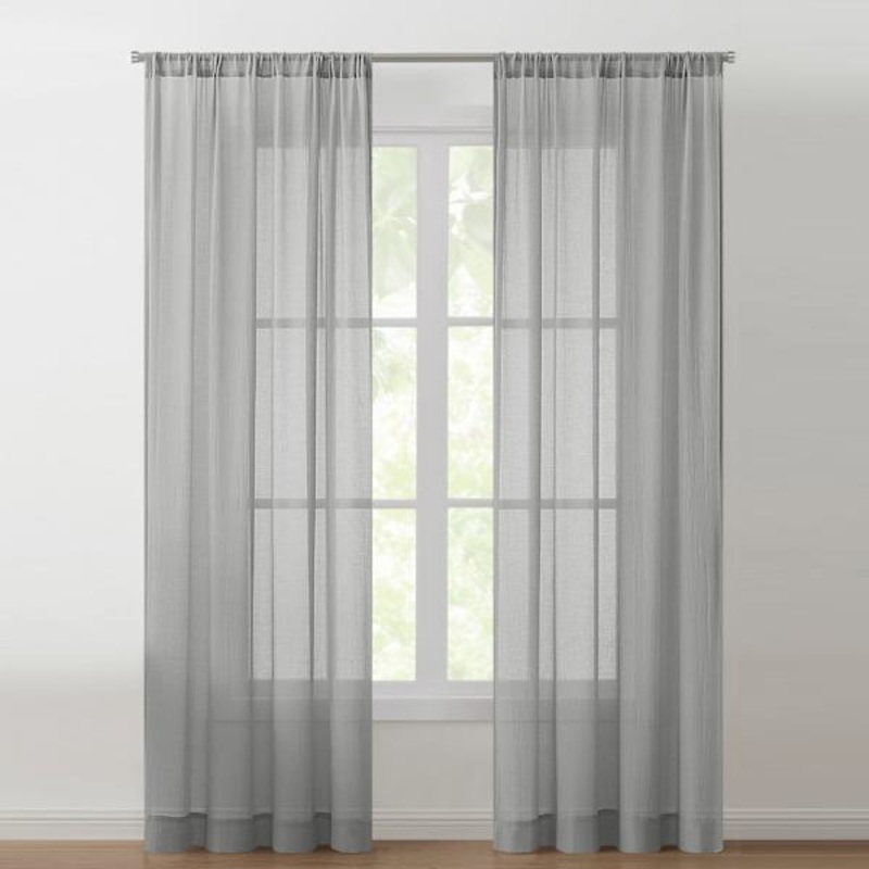 Lyra Grey Sheer Rod Pocket Curtain Panel, 84″
