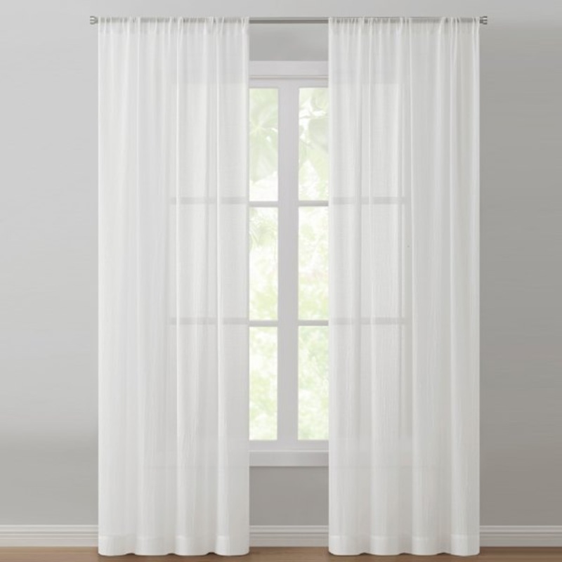 Lyra White Sheer Rod Pocket Curtain Panel, 84″