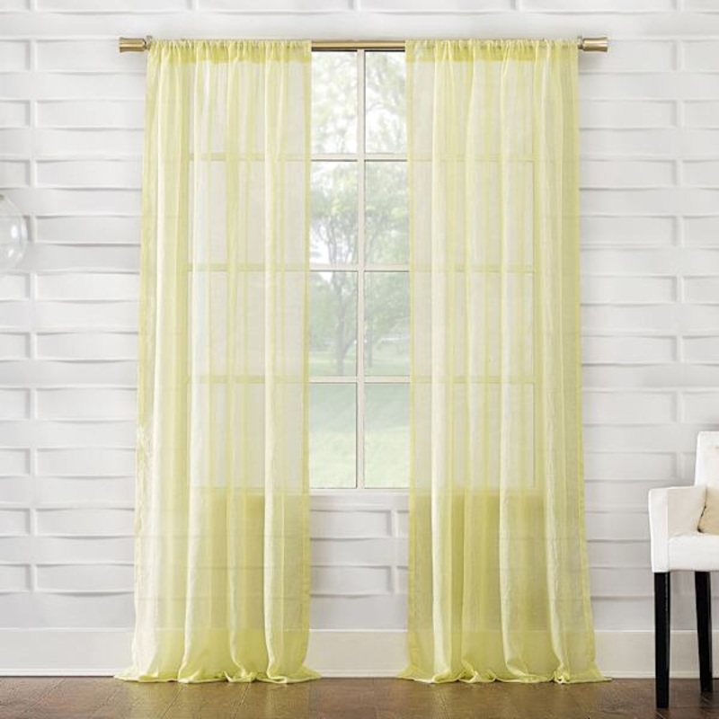 Lyra Yellow Sheer Rod Pocket Curtain Panel, 84″